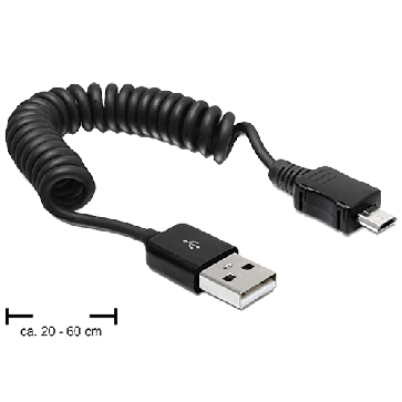 Câble USB 2.0 A Mâle / Micro B Mâle 60cm spirale
