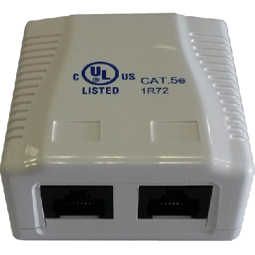 Prise monobloc 2 RJ45 U/UTP Cat 5e