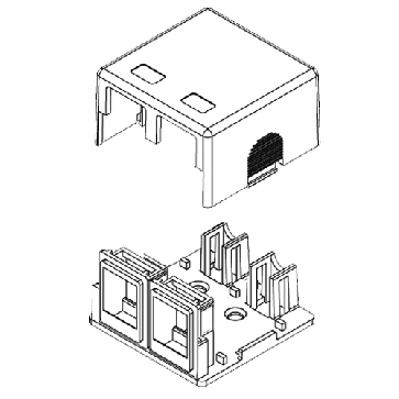 Boite monobloc pour embase réseau 2 sorties