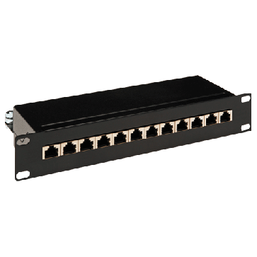 Panneau de brassage 10" 1U 12 ports STP noir