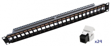 Panneau de brassage 19" 1U 24 voies Cat 6 U/UTP