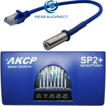 AKCP SP2+dTH01 Sensorprobe2 Plus avec capteur température Humidité THS01 Boitier gestion avancé IP 4 ports capteurs (2 ports activés)