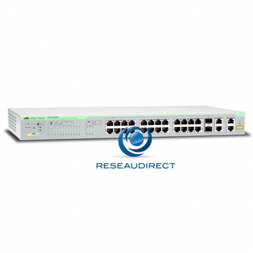 Allied Telesis AT-FS750/28PS switch Fast Ethernet POE 24 10/100 Mbs 193 watts 2x1G RJ45 2xG-SFP combo configurable Web L2