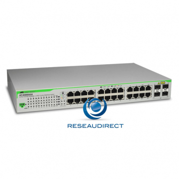 Allied Telesis AT-GS950/24 Commutateur Gigabit Ethernet 24 ports 10/100/1000 Mbs 2 giga SFP configurable Websmart Niveau 2 Fanless