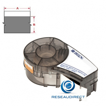 Brady BMP21+ B595 M21-500-595-GY 139739 ruban étiquettes tissu Vinyle résistant continu l=12.70 mm L=6.4 m écriture noir sur gris