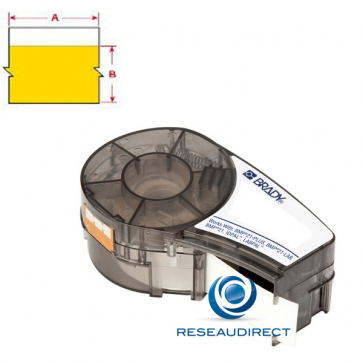 Brady BMP21+ B595 M21-500-595-YL 142799 ruban étiquettes tissu Vinyle résistant continu l=12.70 mm L=6.4 m écriture noir sur jaune