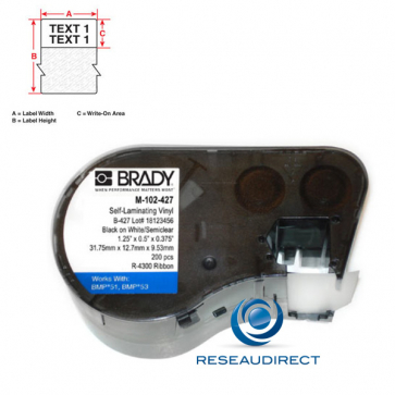 Brady BMP51-53 B427 M-102-427 143261 étiquettes auto-protégées blanches 200pc l=12.70 mm H=31.75 mm BMP41