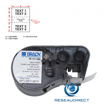Brady BMP51-53 B499 M-84-499 143353 étiquettes tissu nylon blanches 200pc l=22.86 mm H=12.70 mm BMP41