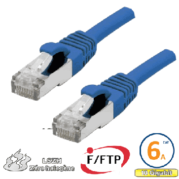 Cordon RJ45 Cat 6a F/FTP Primacy LSZH 0.5m bleu