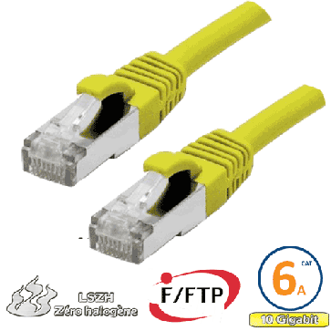 Cordon RJ45 Cat 6a F/FTP Primacy LSZH 0.5m jaune