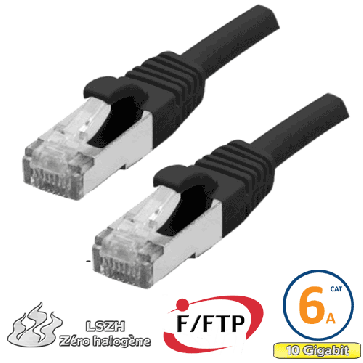 Cordon RJ45 Cat 6a F/FTP Primacy LSZH 0.3m noir