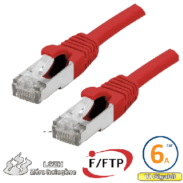 Cordon RJ45 Cat 6a F/FTP Primacy LSZH 10m rouge