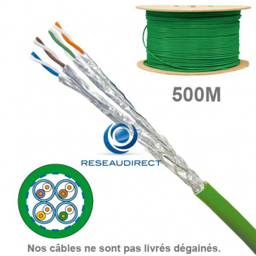 Socamont Câble réseau cuivre CAT7A SFTP LSZH 100 OHMS AWG23 Platine Réseaux 1 x 4 Paires Touret de 500m référence 6730 