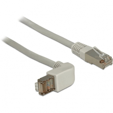 Cordon RJ45 Cat 6a S-FTP coudé / droit 0,5m beige