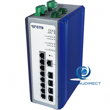 CTS IPS-3112-POE++ Switch industriel 12 ports L2+ Ring 8x1000Base-T HI-POE++ 480 Watts 4x-SFP 100-X/1000-X double alim 48VDC -40/+75°C