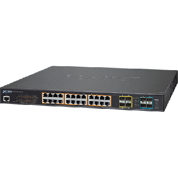Planet GS-5220-24P4X Switch 24 ports Gigabit POE+ budget 400 watts niveau 2 L2 routeur L3 4 slots SFP 1G