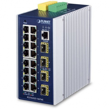  Planet IGS-6325-16T4S Switch industriel Commutateur Ethernet durci niveau 3 L3 16 Gigabit RJ45 4 slots SFP+ 10G -40/75°C
