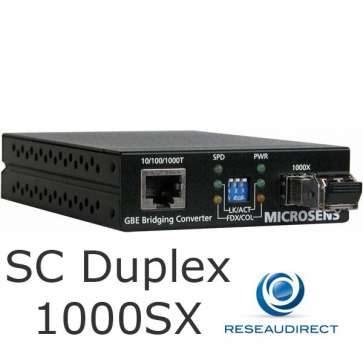 Microsens MS400220 Gigabit Ethernet Bridge 1x10/100/1000Base-T 1x 1000Base-SX Multimode 850nm alimentation comprise