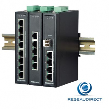 - Microsens MS657203X Switch industriel 4x10/100/1000Base-T 2xSlot SFP Giga 1000-X double alim alarme -40/+75°C =