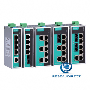 Moxa EDS-205A switch industriel Fast Ethernet 5 ports 10/100 Mbs rail Din Boitier Métal -10 + 60°C alim 9.6/60VDC