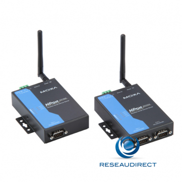 Moxa Nport W2250A serveur port série Wifi-IP 2 RS-232-422/485 DB9 male Ethernet sans fil IEEE 802.11a/b/g =
