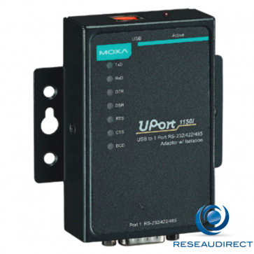 Moxa Uport 1150I convertisseur USB 2.0 port série RS232-422-485 avec câble Boitier métal Opto isolé 2kV 0/55°C (Sur cde) =