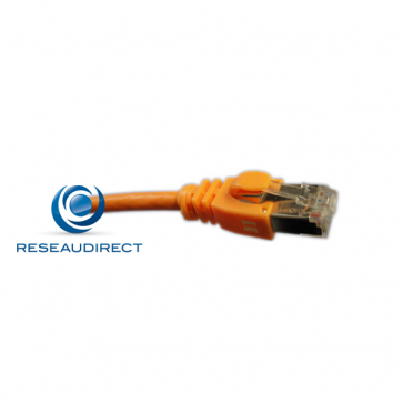 Netkea Cordon RJ45 blindé catégorie 6A SSTP (écran et tresse) LSOH 015 m ORANGE assemblé sur mesure longueur 15 mètres