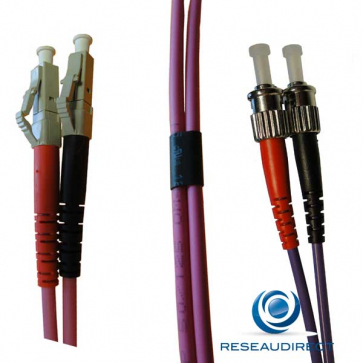 Netkea NTK53LC.ST.030 Jarretière OM3 LC-PC / ST-PC Bi-fibre optique Scindex 2.8 mm Multimode 50/125 Lg=30 m