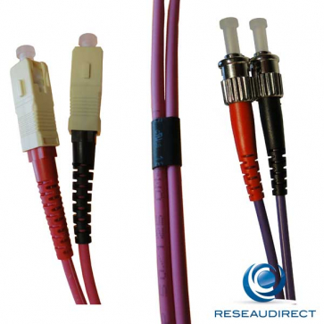 Netkea NTK53SC.ST.003 Jarretière OM3 SC-PC / ST-PC Bi-fibre optique Scindex 2.8 mm Multimode 50/125  Lg=03 m