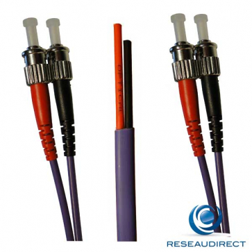 Netkea NTK54ST.ST.015S Jarretière OM4 ST-PC / ST-PC Bi-fibre optique Scindex 2.8 mm Multimode 50/125  Lg=15 m Surgainée