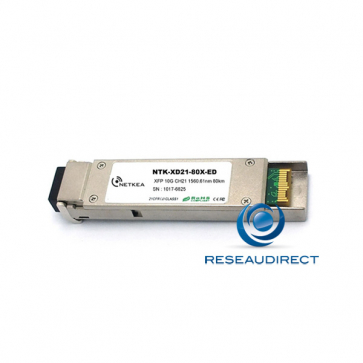 Netkea NTK-XD50-80X-ED XFP DWDM Canal 50 10Gb/s Mono-mode Fréquence 195.0Thz 1537.40nm 24dB 80km 2xLC DDMI -40/+85°C