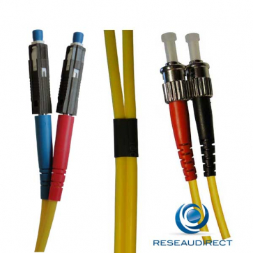 Netkea NTK09MU.ST.025 Jarretière fibre optique Bi-Fibre Scindex Monomode 09/125 MU / ST Longueur = 25 mètres