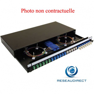 Netkea NTKTMU24SC.DX Tiroir optique coulissant 19" 1U pour 24 Fibres SC avec 12 traversées SC/SC duplex multimodes Fem/Fem