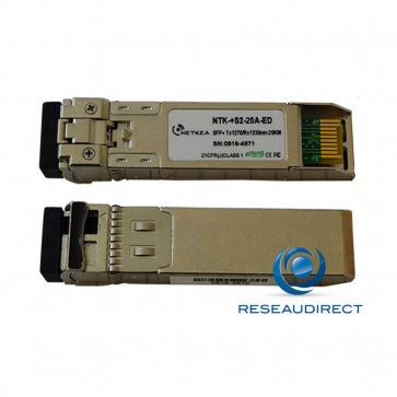 Netkea NTK-+S2-20A-ED transceiver SFP+ BIDI 10GBase-BXU 10Gb/s Monomode Côté A émission 1270nm 20km 1xLC DOM -40/+85°C