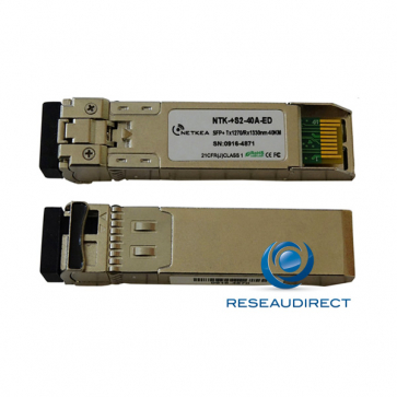 Netkea NTK-+S2-40A-ED transceiver SFP+ BIDI 10GBase-BXU 10Gb/s Monomode Côté A émission 1270nm 40km 1xLC DOM -40/+85°C