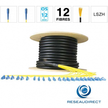 Netkea NTKT12SC.SC.09BO020 Câble 12 fibres Full Breakout 2mm monomode 9/125 OS1/OS2 SC / SC lg 20 m