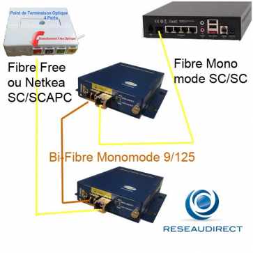 Netkea NTK-CGS2-S3-LX kit de déport Freebox sur 20 km sur bi-fibre optique Monomode 9/125