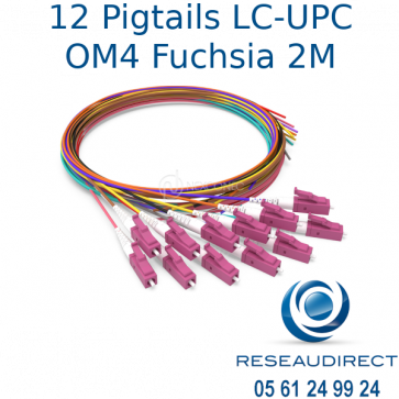 Nexconec-pack de 12 Pigtails LC-UPC OM4 900 microns colorisés