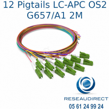 Nexconec-pack de 12 Pigtails OS2 G657-A1 LC-APC VERTS