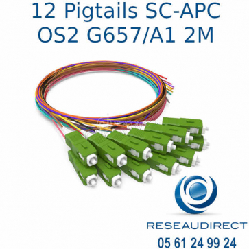 Nexconec-pack de 12 Pigtails OS2 G657-A1 SC-APC VERTS