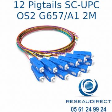 Nexconec-pack de 12 Pigtails OS2 G657-A1 SC-UPC