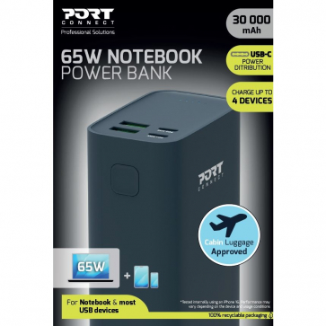 Port Designs 907004 Powerbank 30,000mAh PD 65W batterie portable
