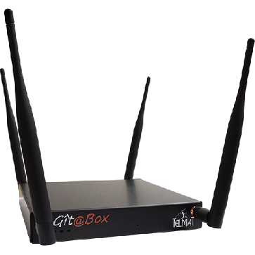 Telmat Gitabox Hotspot wifi 25 accès simultanés passerelle d'accès Internet gestion de logs 3 ports Ethernet RJ45 garantie 1an disque SSD 16Go