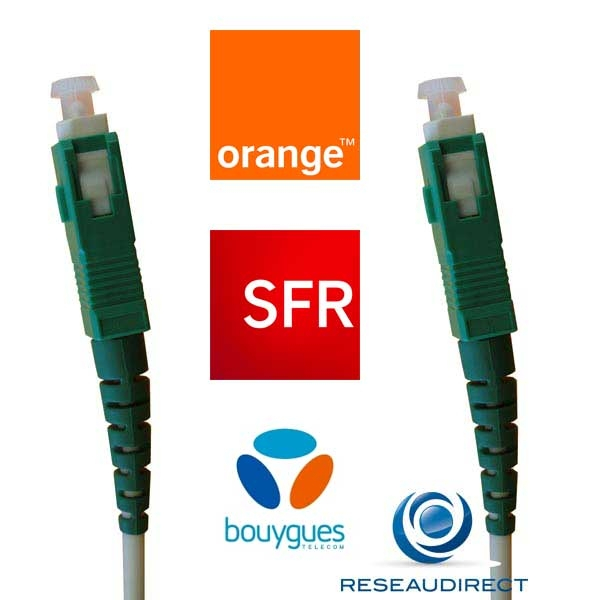 Câble Fibre Optique Blanc renforcé pour Box Opérateurs Orange SFR avec Connecteurs SC/APC-SC/APC Bouygues 8 M