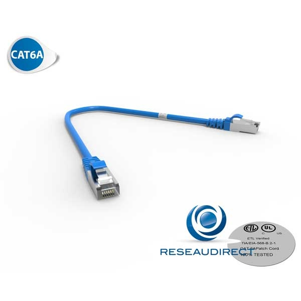 Cable ethernet cat 6a 30 cm SFTP BLEU