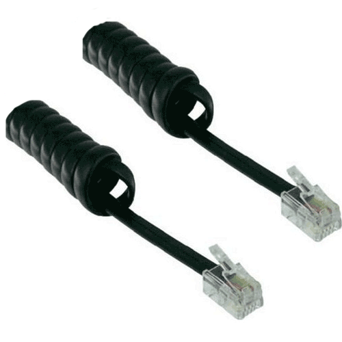 Cable RJ9/RJ9 spiralé 2m noir