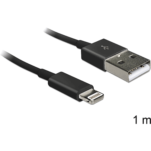 Câble USB 2.0 Iphone 5/5S/5C lighting noir 1m