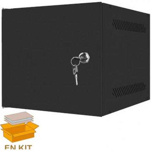 Mini baie informatique fixation murale de brassage économique format compact 10 pouces 6U 310mm noir montage en kit (à assembler soi-même) (24=)