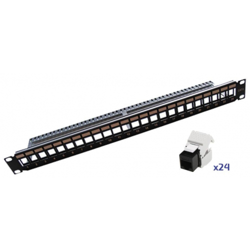 Panneau de brassage 19" 1U 24 voies Cat 6 U/UTP