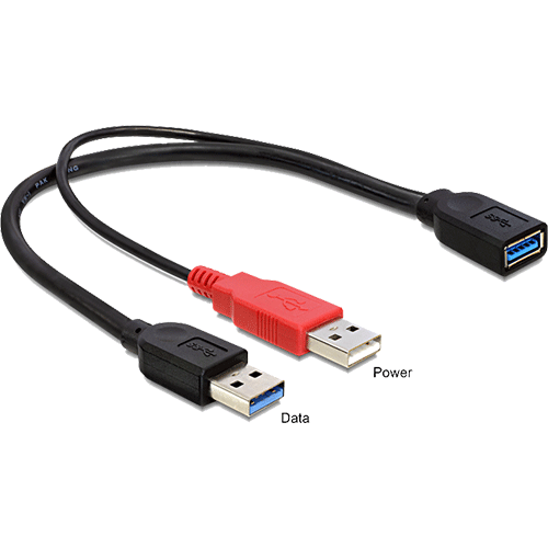 Câble adaptateur Power USB 3.0 2x A M > A F 20cm